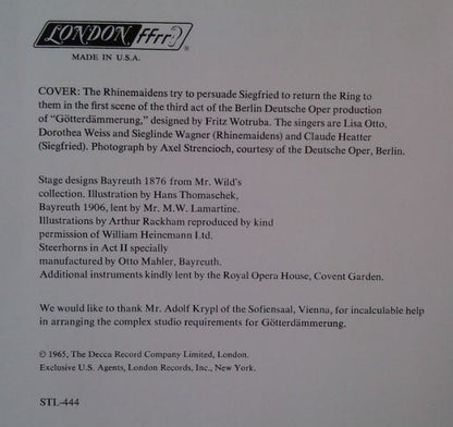 Richard Wagner - Georg Solti, Wiener Philharmoniker - Birgit Nilsson, Wolfgang Windgassen, Gottlob Frick, Dietrich Fischer-Dieskau, Christa Ludwig, Claire Watson And Gustav Neidlinger : Götterdämmerung (LP,Album,Stereo)