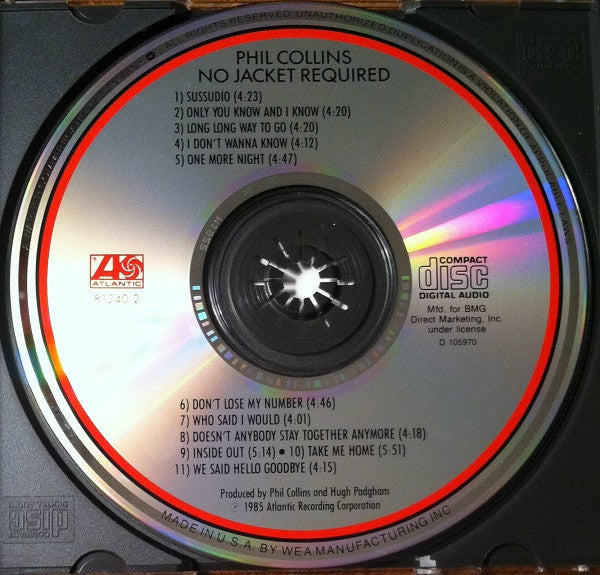 Phil Collins : No Jacket Required (Album,Club Edition,Reissue)