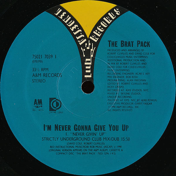 Brat Pack, The : I'm Never Gonna Give You Up (12",33 ⅓ RPM)