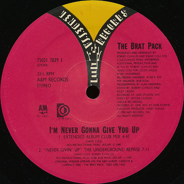 Brat Pack, The : I'm Never Gonna Give You Up (12",33 ⅓ RPM)