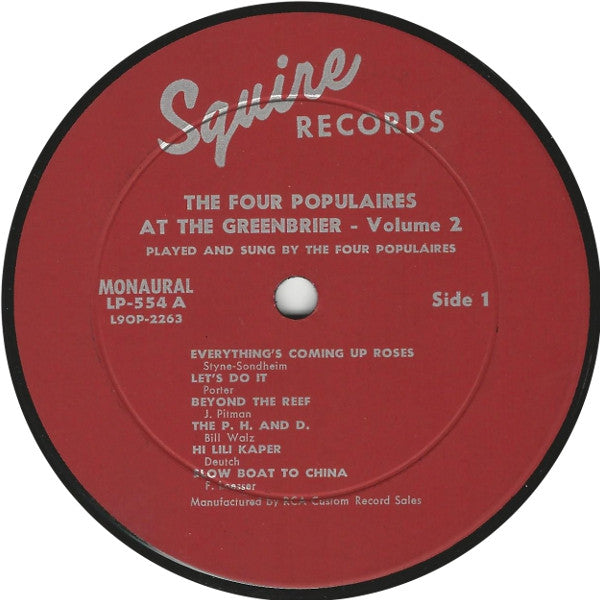 Four Populaires, The : At The Greenbriar - Volume 2 (LP,Album,Mono)