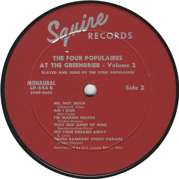 Four Populaires, The : At The Greenbriar - Volume 2 (LP,Album,Mono)