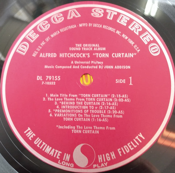 John Addison : Alfred Hitchcock's "Torn Curtain" - The Original Sound Track Album (LP,Album,Stereo)