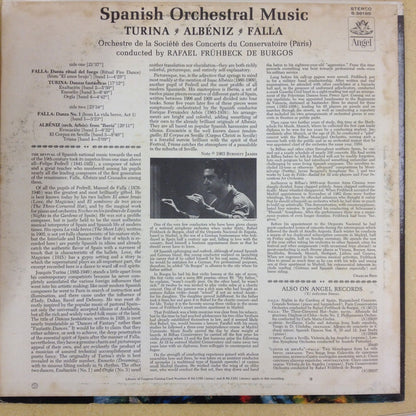 Joaquín Turina, Isaac Albéniz, Manuel De Falla, Orchestre De La Société Des Concerts Du Conservatoire, Rafael Frühbeck De Burgos : Spanish Orchestral Music (LP,Album,Stereo)