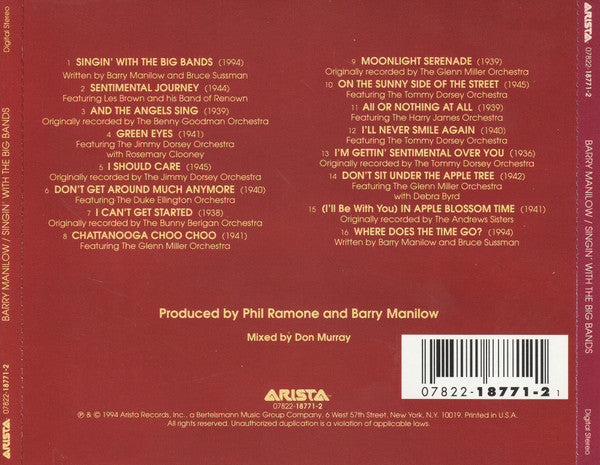 Barry Manilow : Singin' With The Big Bands (Album)