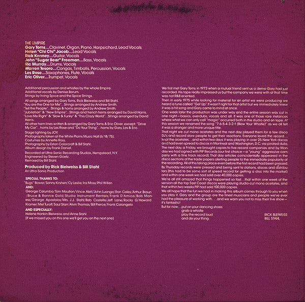 Gary Toms Empire : 7-6-5-4-3-2-1 Blow Your Whistle (LP,Album)