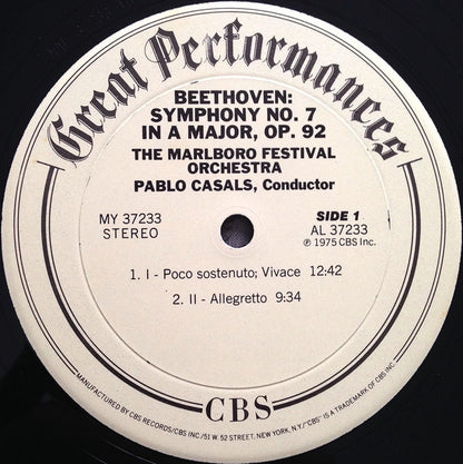 Ludwig van Beethoven - Pablo Casals, Marlboro Festival Orchestra : Beethoven: Symphony No. 7 (LP,Album,Reissue,Remastered,Stereo)