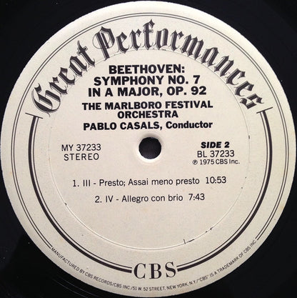 Ludwig van Beethoven - Pablo Casals, Marlboro Festival Orchestra : Beethoven: Symphony No. 7 (LP,Album,Reissue,Remastered,Stereo)