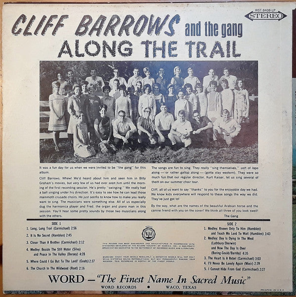Cliff Barrows & The Gang : Along The Trail (LP,Stereo)