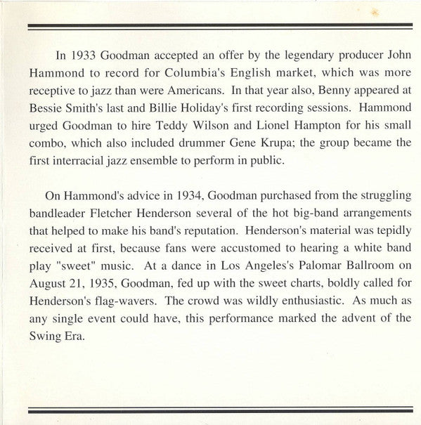 Benny Goodman And His Orchestra : Benny Goodman Orchestra (Compilation,Mono)