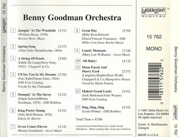 Benny Goodman And His Orchestra : Benny Goodman Orchestra (Compilation,Mono)