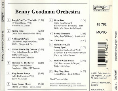 Benny Goodman And His Orchestra : Benny Goodman Orchestra (Compilation,Mono)