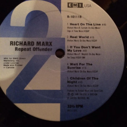 Richard Marx : Repeat Offender (LP,Album,Club Edition)