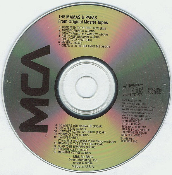 Mamas & The Papas, The : 16 Of Their Greatest Hits (Compilation,Club Edition,Reissue,Remastered,Stereo)