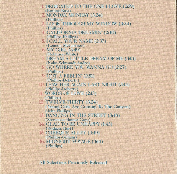 Mamas & The Papas, The : 16 Of Their Greatest Hits (Compilation,Club Edition,Reissue,Remastered,Stereo)