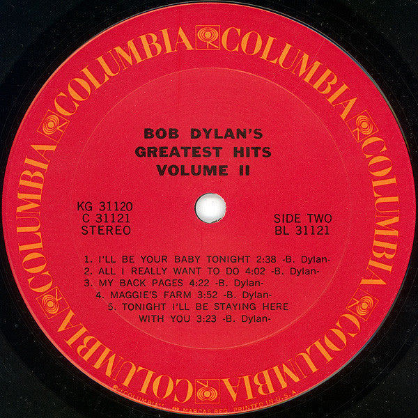 Bob Dylan : Bob Dylan's Greatest Hits Volume II (LP,Compilation,Stereo)