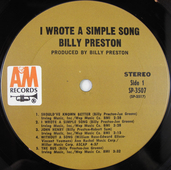 Billy Preston : I Wrote A Simple Song (LP,Album,Stereo)