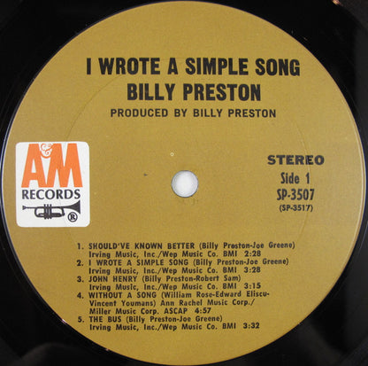 Billy Preston : I Wrote A Simple Song (LP,Album,Stereo)