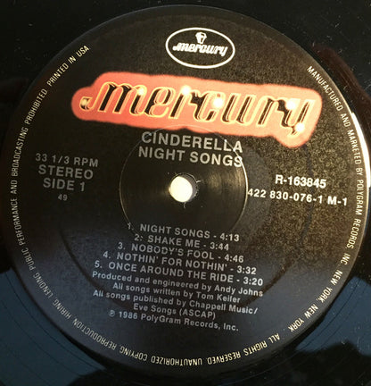 Cinderella (3) : Night Songs (LP,Album,Club Edition,Stereo)