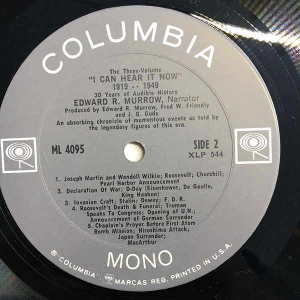Edward R. Murrow : "I Can Hear It Now" 1919-1949 (LP,Album,Compilation,Reissue)