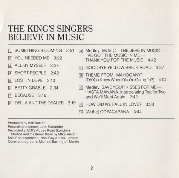 King's Singers, The : Believe In Music (Album,Remastered)