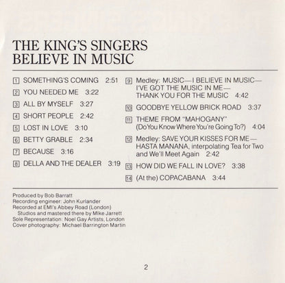 King's Singers, The : Believe In Music (Album,Remastered)