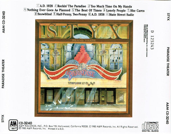 Styx : Paradise Theatre (Album,Club Edition)