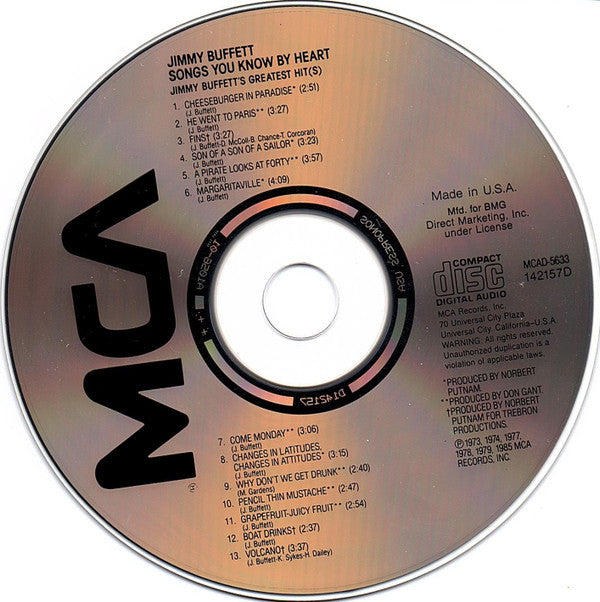 Jimmy Buffett : Songs You Know By Heart - Jimmy Buffett's Greatest Hit(s) (Compilation,Club Edition,Reissue)