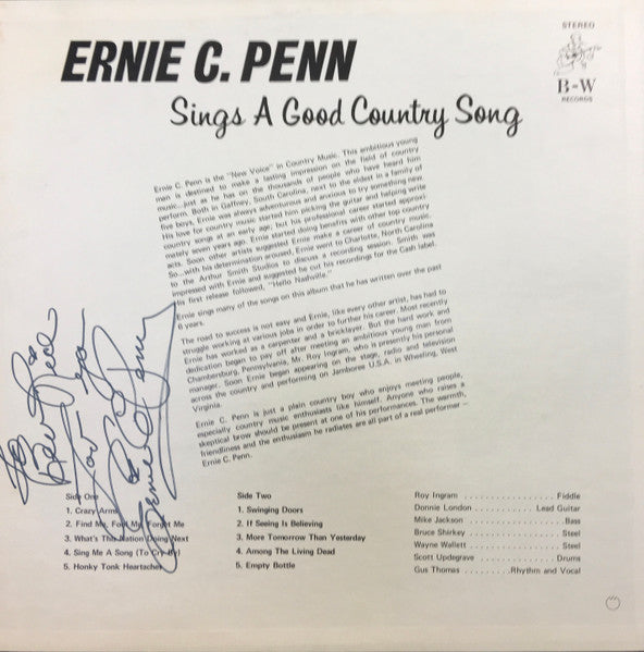 Ernie C. Penn : Sings A Good Country Song (LP,Album,Stereo)