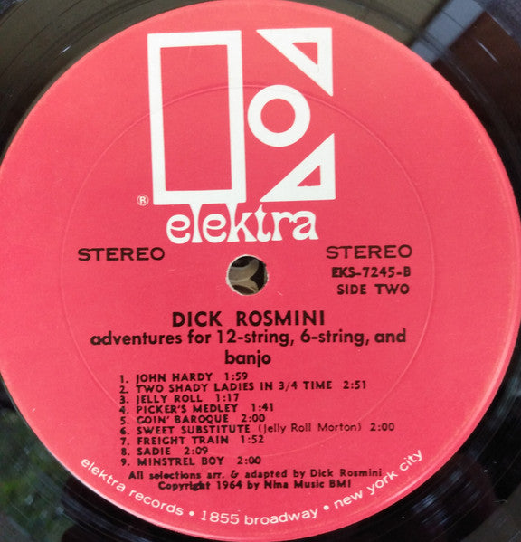 Dick Rosmini : Adventures For 12 String 6 String And Banjo (LP,Album,Stereo)