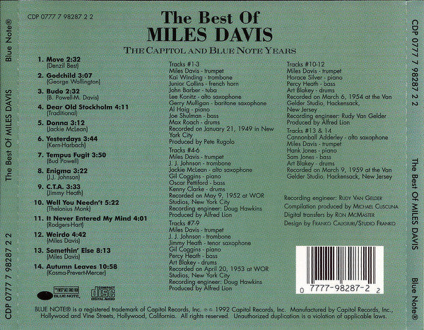 Miles Davis : The Best Of Miles Davis (The Capitol And Blue Note Years) (Compilation,Reissue)