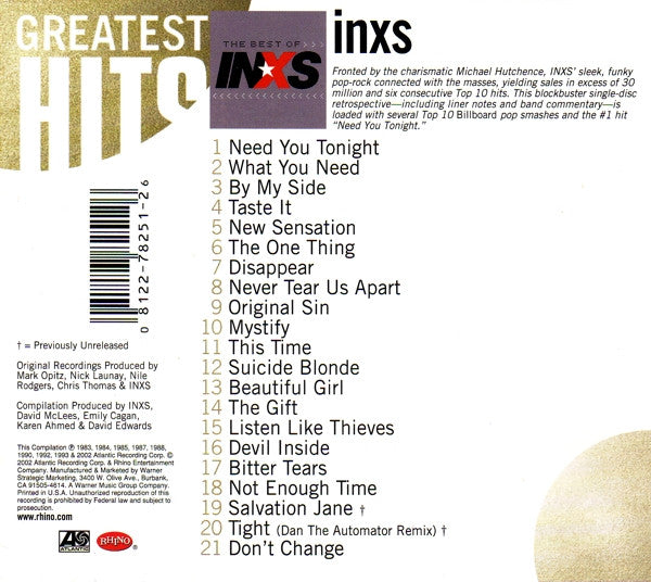 INXS : The Best Of INXS (Compilation,Remastered)