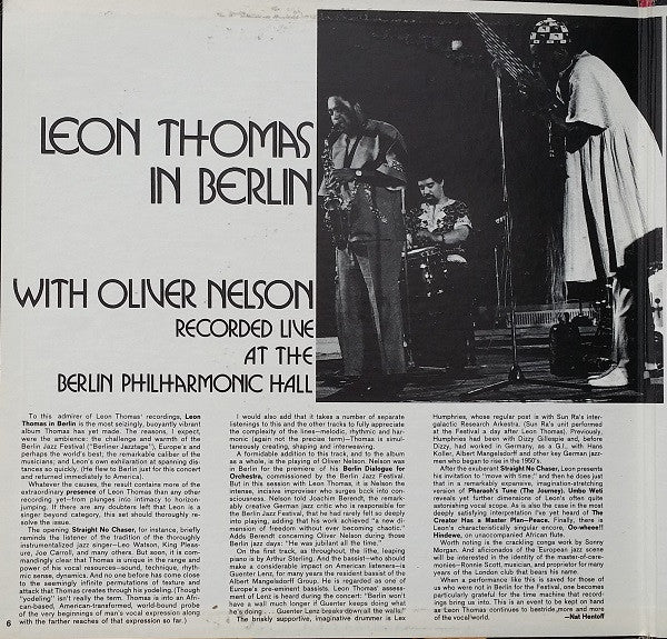 Leon Thomas With Oliver Nelson : In Berlin (LP,Album,Reissue)