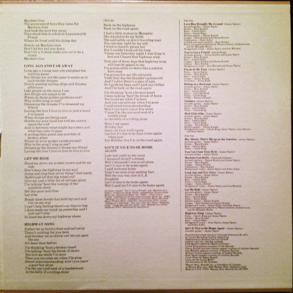 James Taylor (2) : Mud Slide Slim And The Blue Horizon (LP,Album)