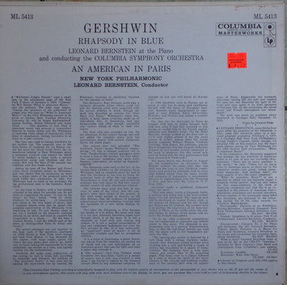 George Gershwin, Leonard Bernstein : Rhapsody In Blue / An American In Paris (LP,Mono)