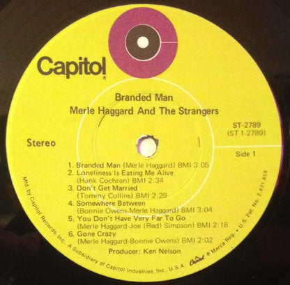 Merle Haggard And Strangers (5), The : Branded Man (LP,Reissue,Stereo)