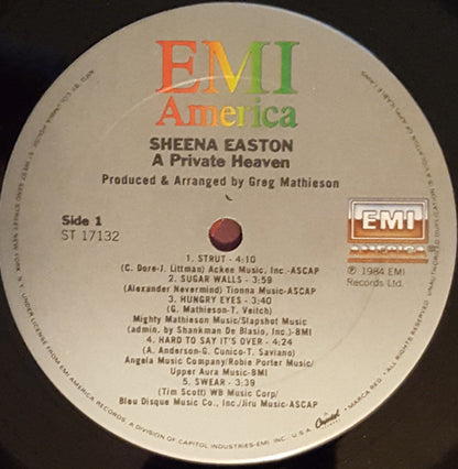 Sheena Easton : A Private Heaven (LP,Album,Club Edition)