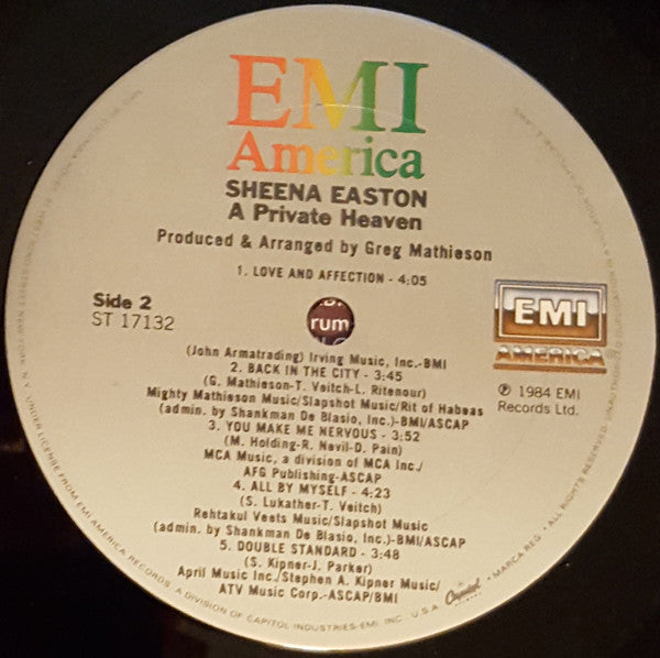Sheena Easton : A Private Heaven (LP,Album,Club Edition)