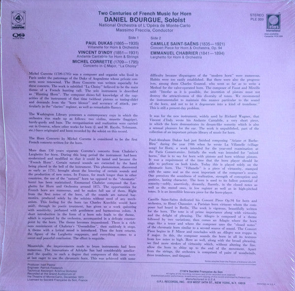 Daniel Bourgue, Camille Saint-Saëns, Orchestre National De L'Opéra De Monte-Carlo, Massimo Freccia : Two Centuries Of French Music For Horn (LP,Quadraphonic)