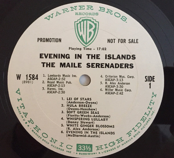 Maile Serenaders, The : Evening In The Islands (LP,Mono)