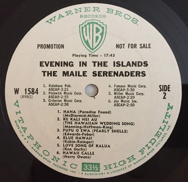 Maile Serenaders, The : Evening In The Islands (LP,Mono)