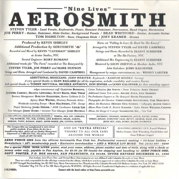 Aerosmith : Nine Lives (Album,Club Edition)