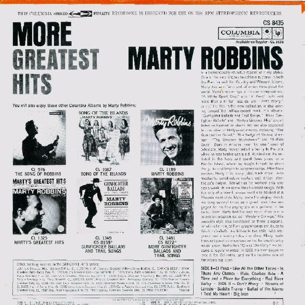 Marty Robbins : More Greatest Hits (LP,Compilation,Repress,Stereo)