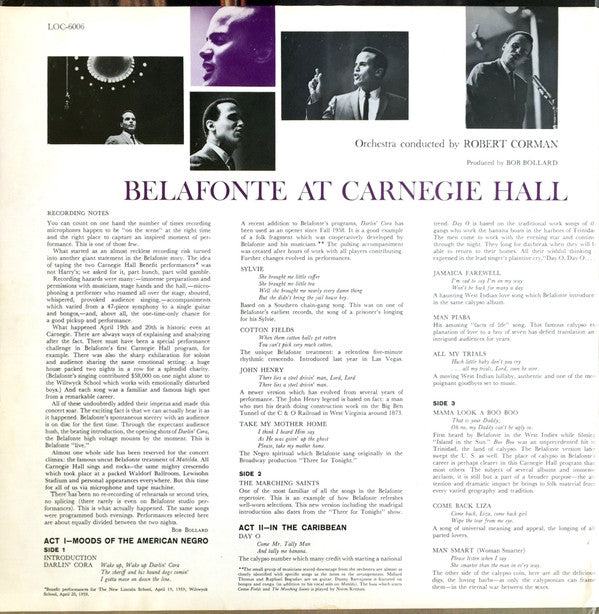 Harry Belafonte : Belafonte At Carnegie Hall (The Complete Concert) (LP,Album,Mono)