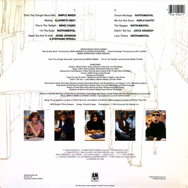 Various : The Breakfast Club (Original Motion Picture Soundtrack) (LP,Album)