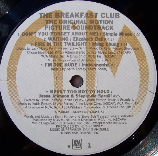 Various : The Breakfast Club (Original Motion Picture Soundtrack) (LP,Album)