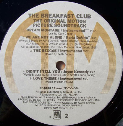 Various : The Breakfast Club (Original Motion Picture Soundtrack) (LP,Album)