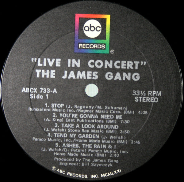 James Gang : Live In Concert (LP,Album)