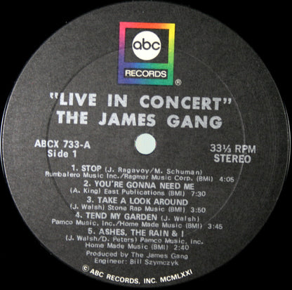 James Gang : Live In Concert (LP,Album)