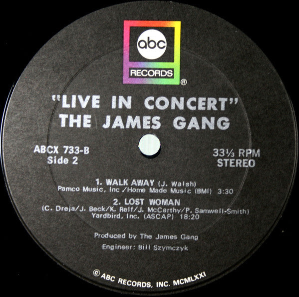 James Gang : Live In Concert (LP,Album)